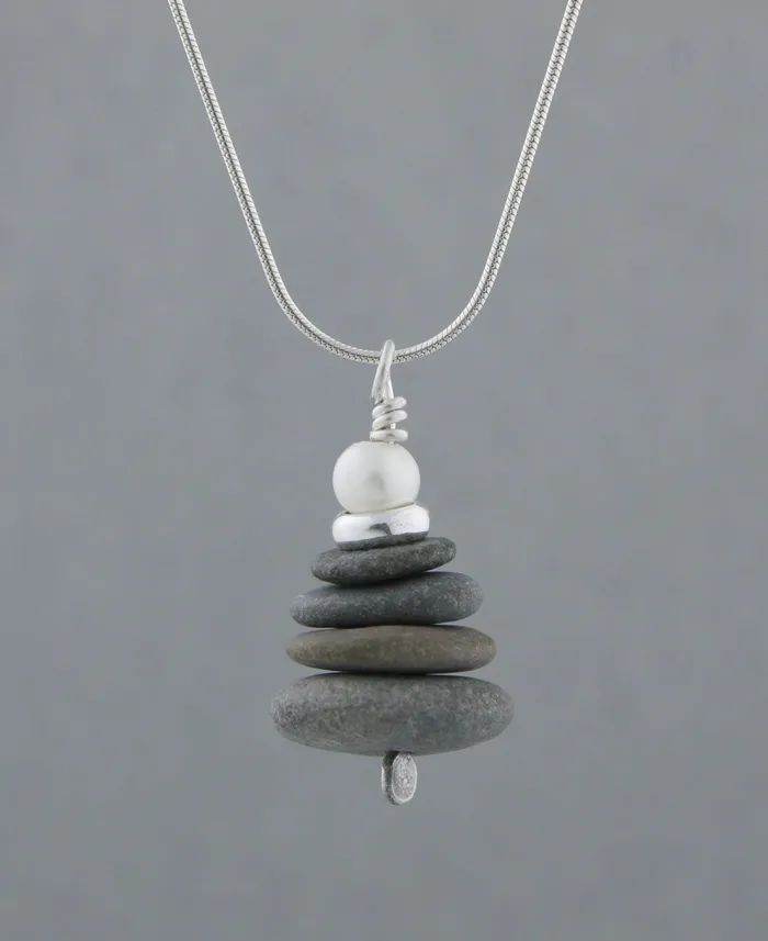 Necklaces Buddha Groove Stone Cairn Pearl Pendant USA
