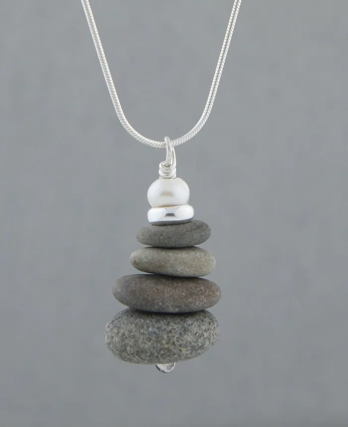 Necklaces Buddha Groove Stone Cairn Pearl Pendant USA