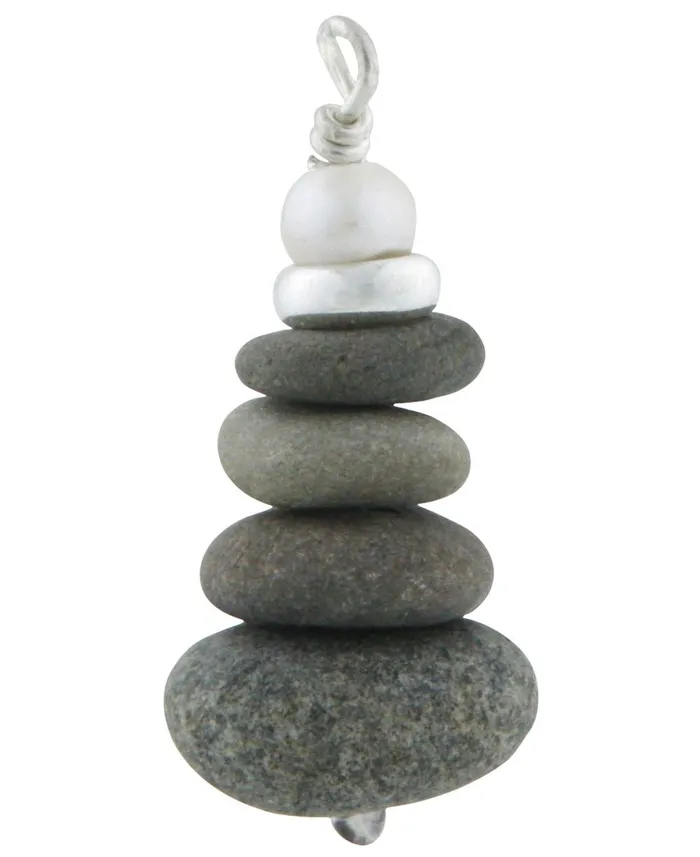 Necklaces Buddha Groove Stone Cairn Pearl Pendant USA