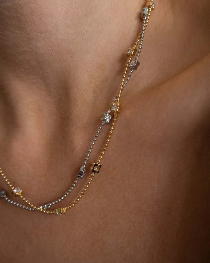 Necklaces Luv Aj Bezel Charm Beaded Necklace Silver Necklaces Luv Aj Bezel Charm Beaded Necklace Silver