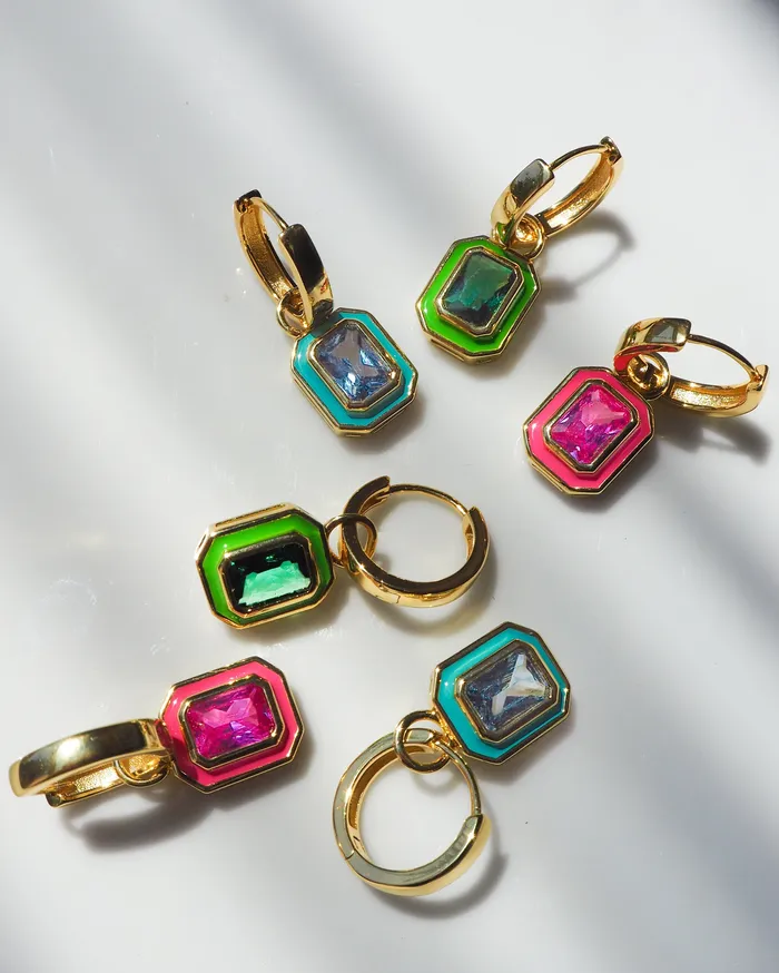 PreStyled Sets Luv Aj Bezel Huggies Turquoise Gold PreStyled Sets Luv Aj Bezel Huggies Turquoise Gold