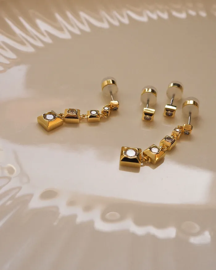 Pyramid Drop Studs Gold Luv Aj Earrings Pyramid Drop Studs Gold Luv Aj Earrings