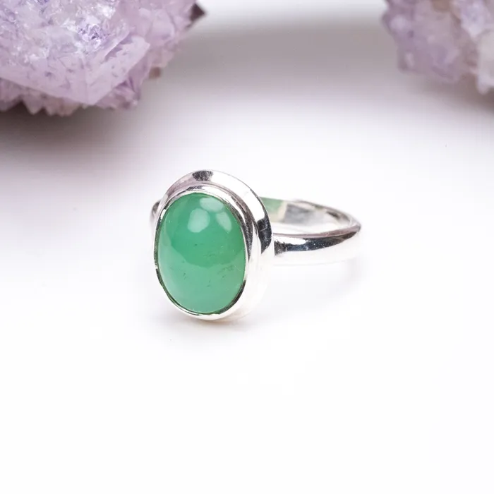 Rings InnerVision Crystals Chrysoprase Ring 12x9mm Size 7 925 Silver