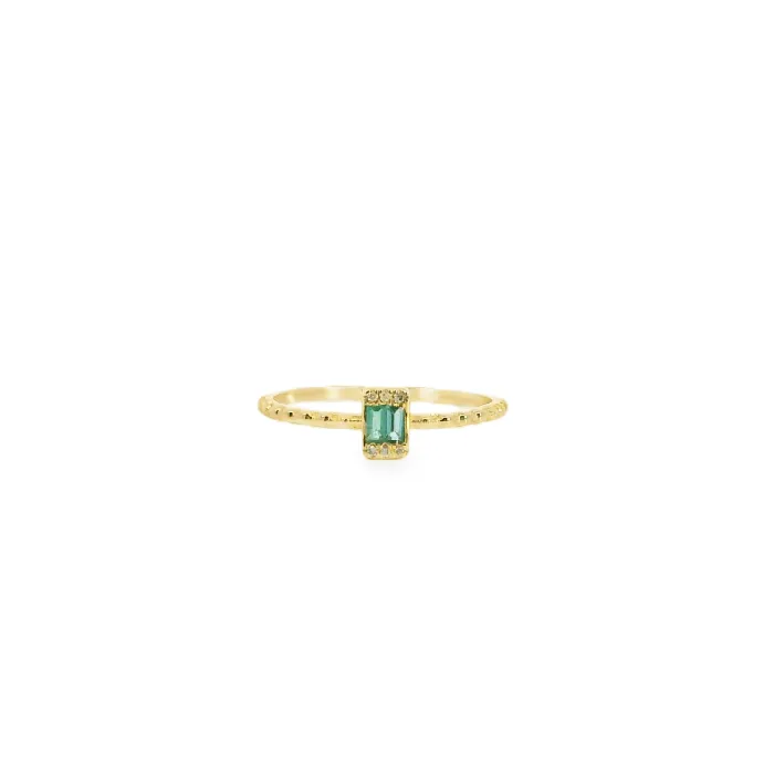 Rings Suetables 14K Gold Diamond and Emerald Ring