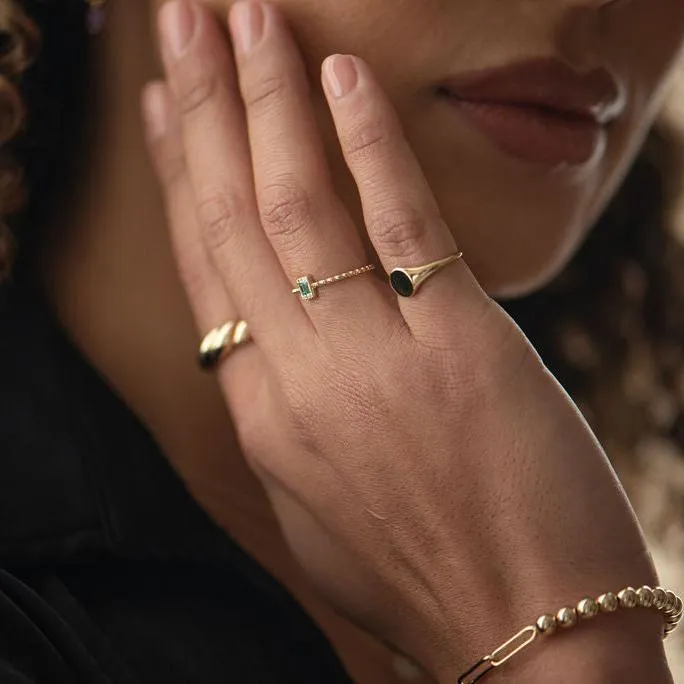 Rings Suetables 14K Gold Diamond and Emerald Ring