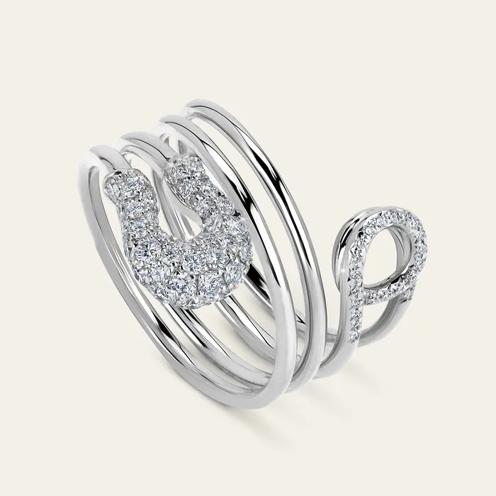 Securus Diamond Ring Hand crafted in 18k white gold and set with 64 highquality round brilliant cut diamonds Rings