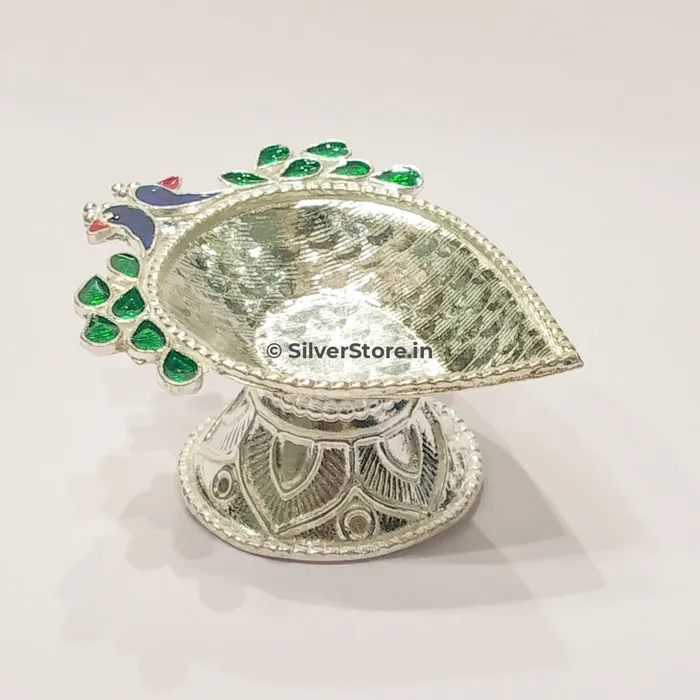 silversrorein Rings Silver Diya twin peacock pattern 925 silver
