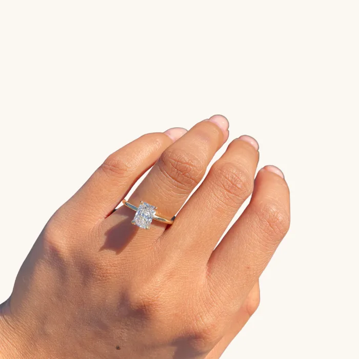 154 Radiant Lab Diamond Engagement Ring with Hidden Halo Happy Jewelers Rings