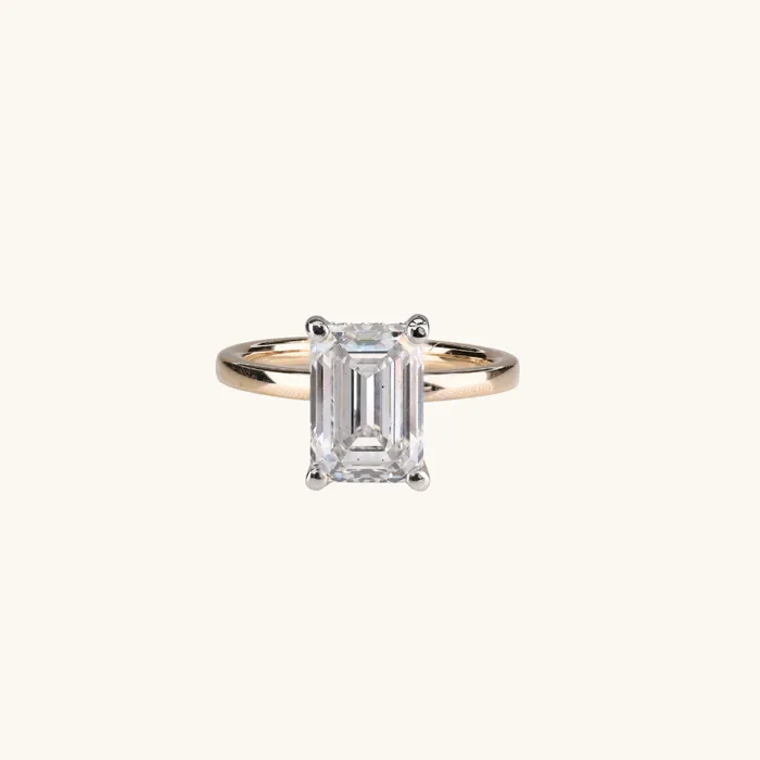 375 Emerald Lab Diamond Engagement Ring with Hidden Halo Happy Jewelers Rings 375 Emerald Lab Diamond Engagement Ring with Hidden Halo Happy Jewelers Rings