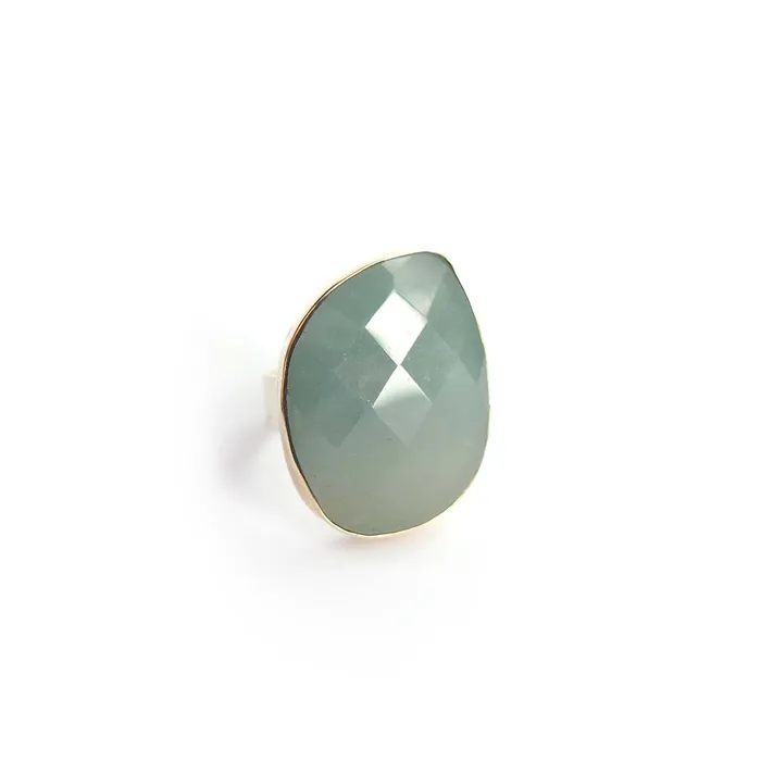 aliceeden Rings Aquamarine Rose Cut Gemstone Ring Set in 9ct Gold Sterling Silver TRANQUILITY