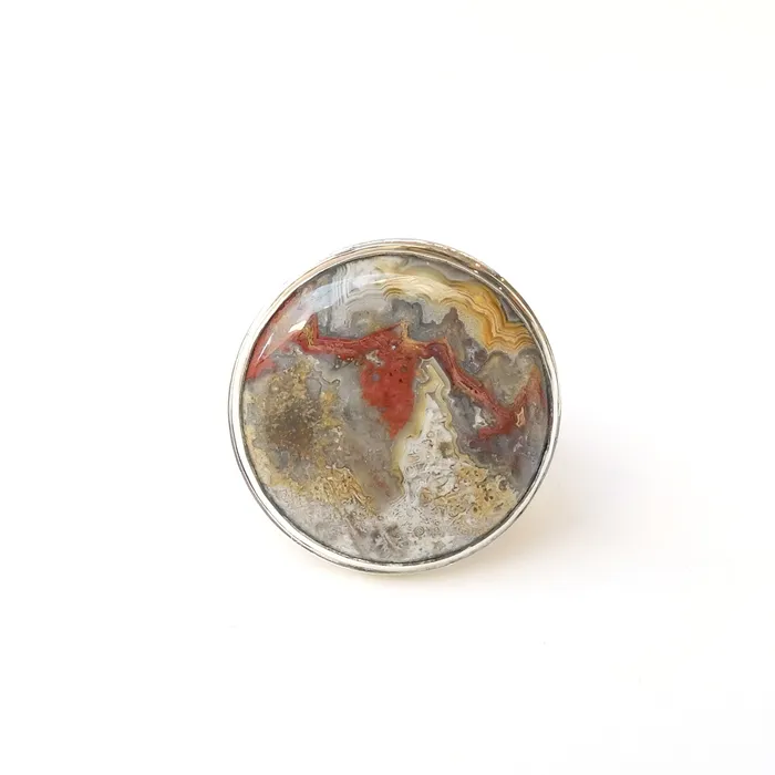 aliceeden Rings Mexican Lace Agate Gemstone Ring set in Sterling Silver JOY