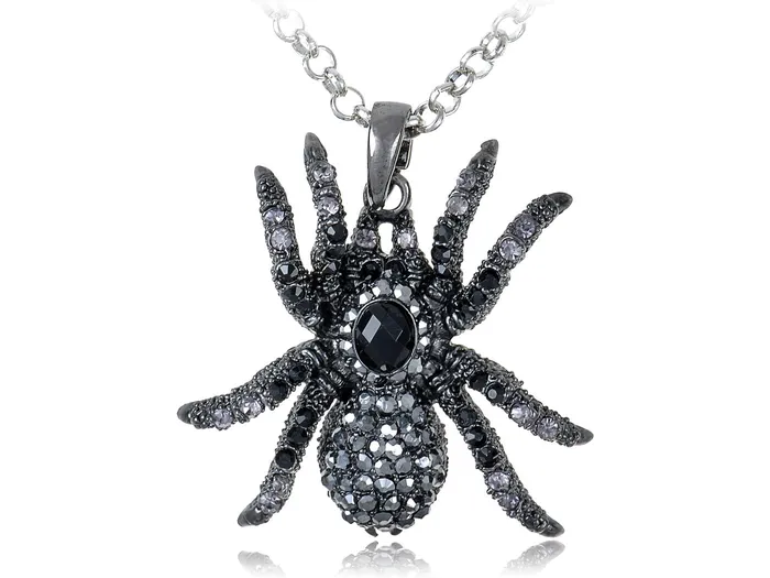 Alilang Necklaces Hematite Czech Spider Pendant Necklace Black Purple Gun