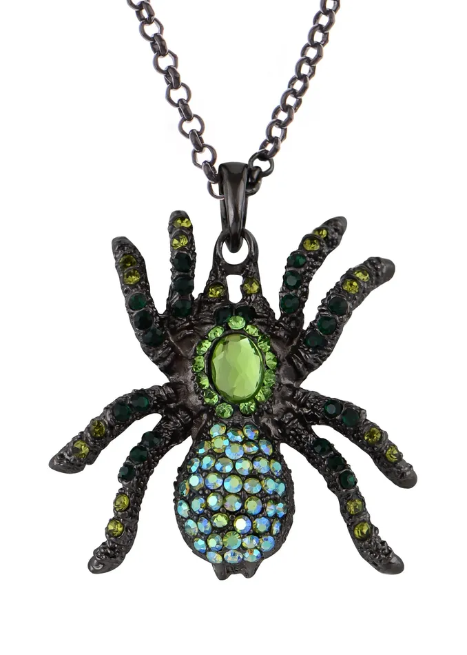Alilang Necklaces Hematite Czech Spider Pendant Necklace Black Purple Gun Alilang Necklaces Hematite Czech Spider Pendant Necklace Black Purple Gun