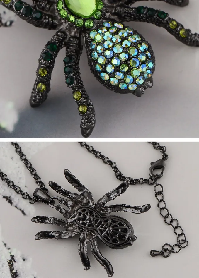 Alilang Necklaces Hematite Czech Spider Pendant Necklace Black Purple Gun Alilang Necklaces Hematite Czech Spider Pendant Necklace Black Purple Gun