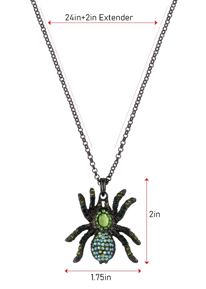 Alilang Necklaces Hematite Czech Spider Pendant Necklace Black Purple Gun Alilang Necklaces Hematite Czech Spider Pendant Necklace Black Purple Gun