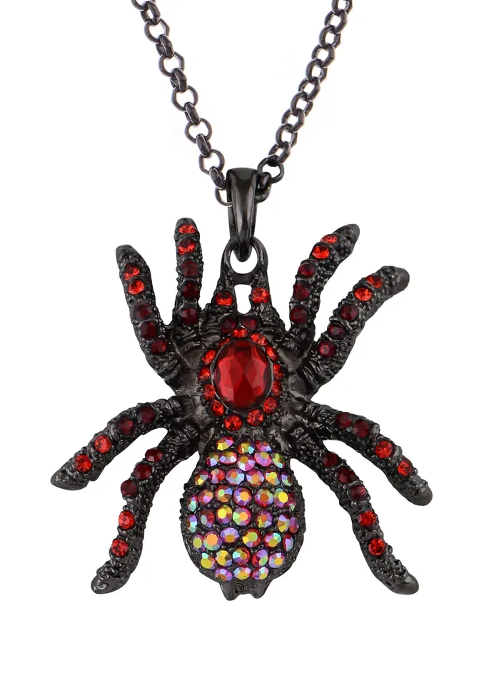 Alilang Necklaces Hematite Czech Spider Pendant Necklace Black Purple Gun Alilang Necklaces Hematite Czech Spider Pendant Necklace Black Purple Gun