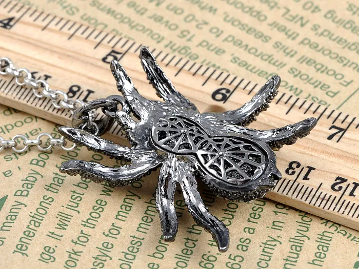 Alilang Necklaces Hematite Czech Spider Pendant Necklace Black Purple Gun Alilang Necklaces Hematite Czech Spider Pendant Necklace Black Purple Gun