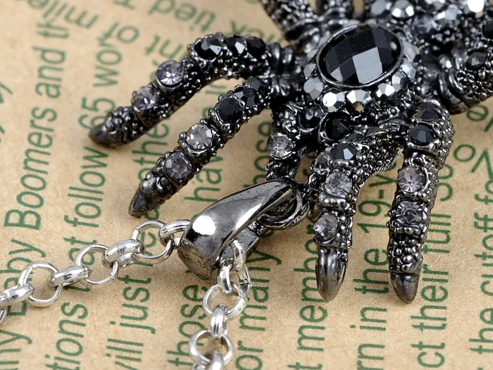 Alilang Necklaces Hematite Czech Spider Pendant Necklace Black Purple Gun Alilang Necklaces Hematite Czech Spider Pendant Necklace Black Purple Gun