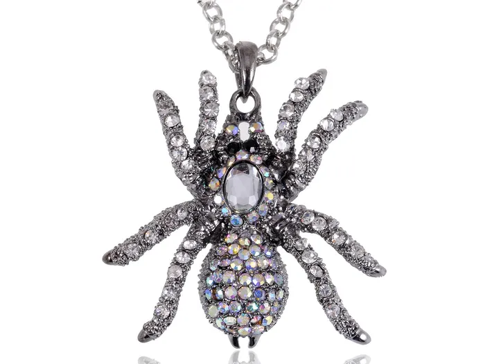 Alilang Necklaces Hematite Czech Spider Pendant Necklace Black Purple Gun Alilang Necklaces Hematite Czech Spider Pendant Necklace Black Purple Gun