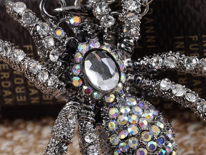 Alilang Necklaces Hematite Czech Spider Pendant Necklace Black Purple Gun Alilang Necklaces Hematite Czech Spider Pendant Necklace Black Purple Gun