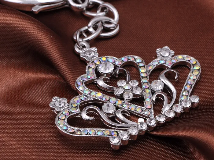 Alilang Necklaces Silver Iridescent Colored Crown Tiara Key Chain Alilang Necklaces Silver Iridescent Colored Crown Tiara Key Chain
