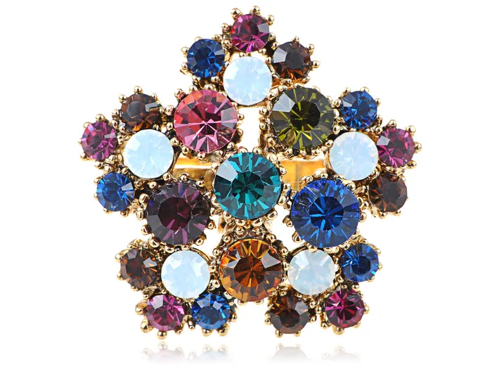 Alilang Rings Multi Coloured Bursting Flower Ring