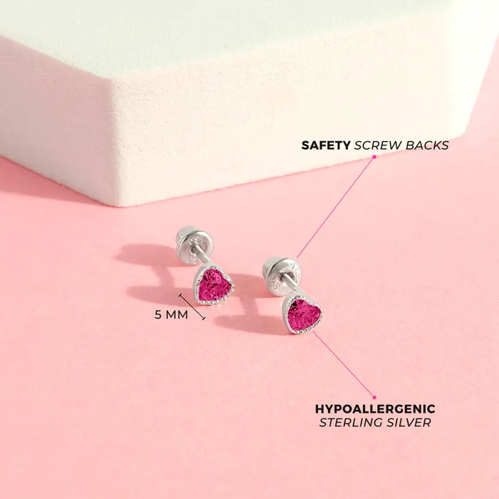 Baby Screw Back Earrings Sweetheart Kids Childrens Girls Earrings Screw Back Sterling Silver Earrings