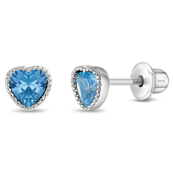 Baby Screw Back Earrings Sweetheart Kids Childrens Girls Earrings Screw Back Sterling Silver Earrings