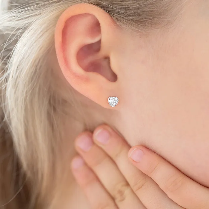 Baby Screw Back Earrings Sweetheart Kids Childrens Girls Earrings Screw Back Sterling Silver Earrings