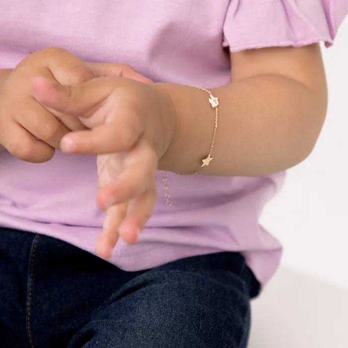 Bracelets Baby Chain Link Bracelets 14k Gold 5 6 Unicorn Power Baby Toddler Kids Bracelet Enamel