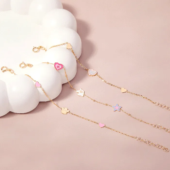 Bracelets Baby Chain Link Bracelets 14k Gold 5 6 Unicorn Power Baby Toddler Kids Bracelet Enamel