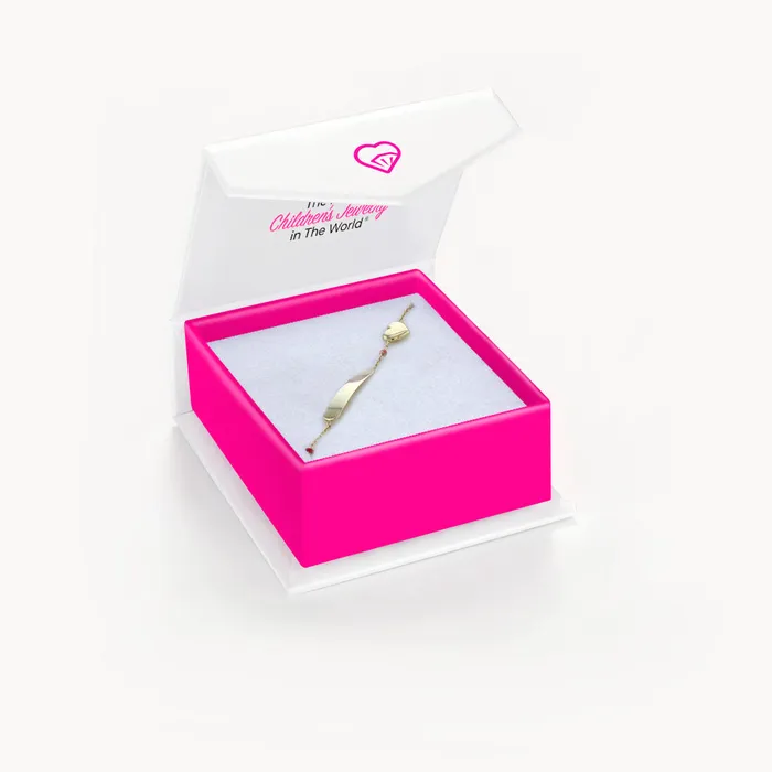 Bracelets Baby ID Bracelets 14k Gold 5 6 Engravable Heart Baby Toddler Kids Bracelet Enamel Satellite Chain