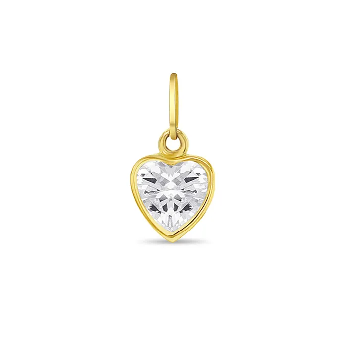 Bracelets Charms 14k Gold Glimmering Clear CZ Heart Kids Childrens Girls for Charm Bracelet