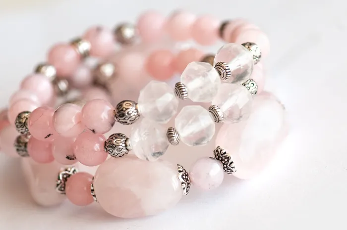 Bracelets Fierce Lynx Designs Rose Bouquet Rose Quartz Bracelet Set