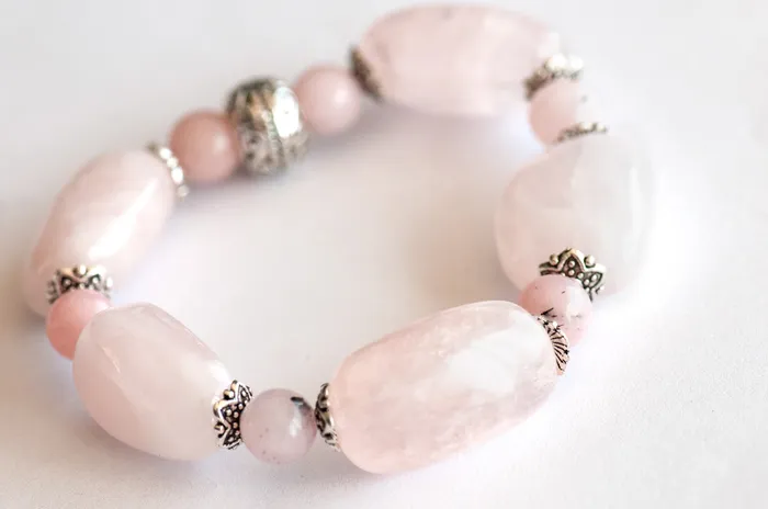 Bracelets Fierce Lynx Designs Rose Bouquet Rose Quartz Bracelet Set