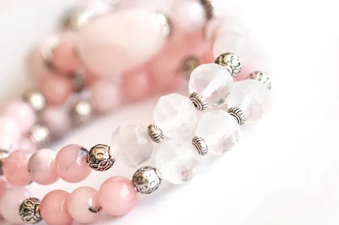 Bracelets Fierce Lynx Designs Rose Bouquet Rose Quartz Bracelet Set