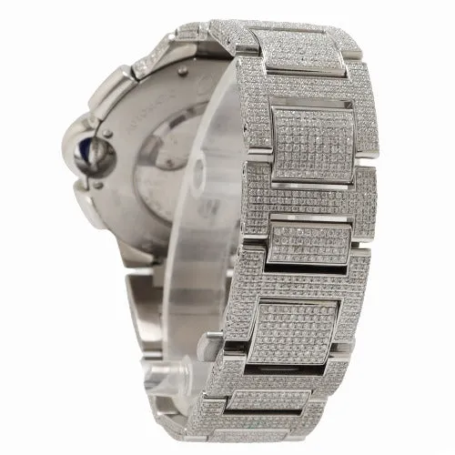 Bracelets Happy Jewelers Carter Mens Ballon Blue Stainless Steel 47mm Silver Roman Chronograph Dial Watch Reference W6920002