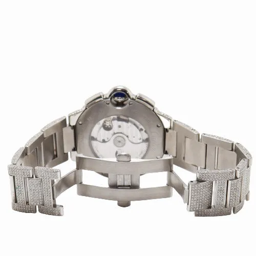 Bracelets Happy Jewelers Carter Mens Ballon Blue Stainless Steel 47mm Silver Roman Chronograph Dial Watch Reference W6920002