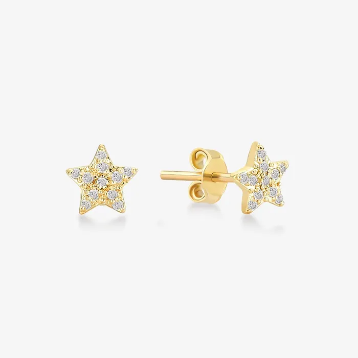 DiamondAccent Star StudEarrings Gelin Diamond Earrings