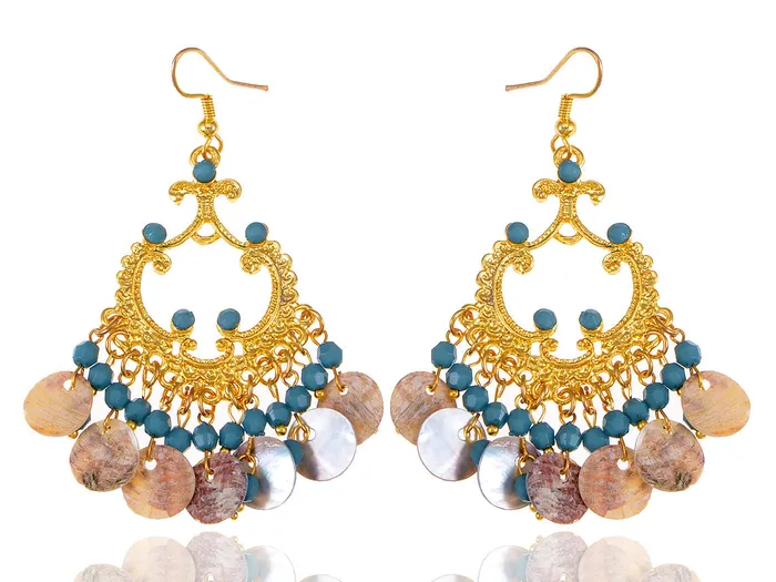 Earrings Alilang Boho Tribal Gold Turquoise Blue Seashell Chandelier Goddess Earrings Earrings Alilang Boho Tribal Gold Turquoise Blue Seashell Chandelier Goddess Earrings