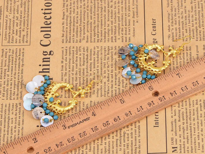 Earrings Alilang Boho Tribal Gold Turquoise Blue Seashell Chandelier Goddess Earrings Earrings Alilang Boho Tribal Gold Turquoise Blue Seashell Chandelier Goddess Earrings