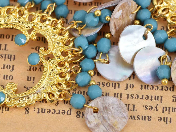 Earrings Alilang Boho Tribal Gold Turquoise Blue Seashell Chandelier Goddess Earrings Earrings Alilang Boho Tribal Gold Turquoise Blue Seashell Chandelier Goddess Earrings