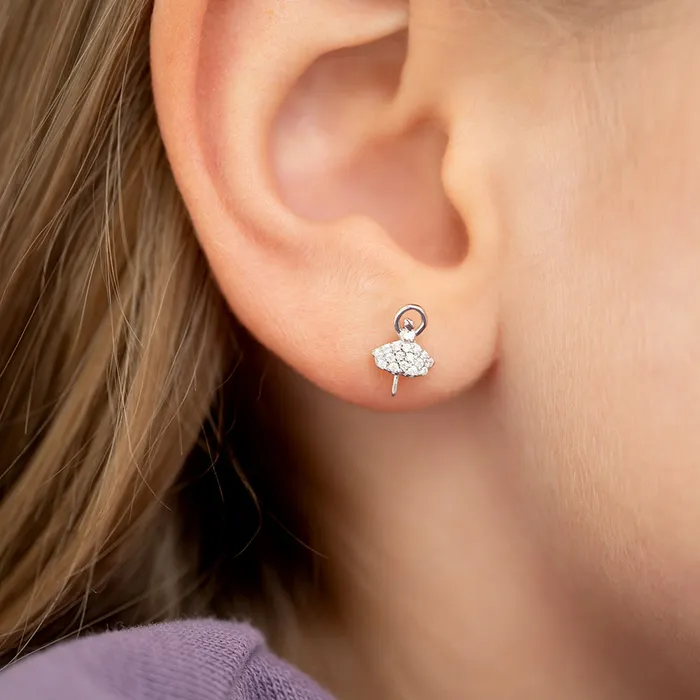 Earrings Kids Screw Back Earrings Twirling Ballerina Kids Childrens Girls Earrings Screw Back Sterling Silver