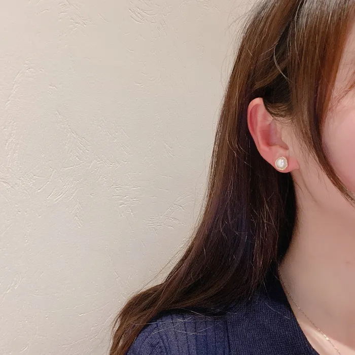 Earrings Refined by AnnaKaci Simple Nestled Pearl Earring Stud