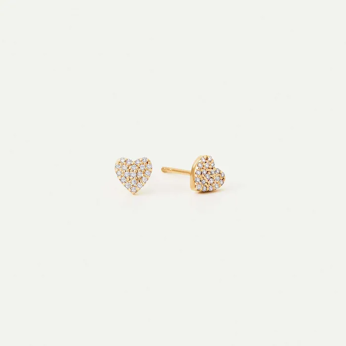 Gelin Diamond Earrings Diamond Pave Heart Stud Earrings