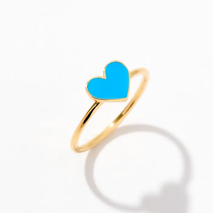Gelin Diamond Rings Enamel Heart Ring