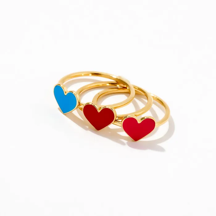 Gelin Diamond Rings Enamel Heart Ring