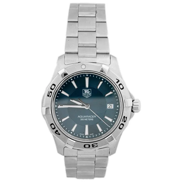 Happy Jewelers Bracelets Tag Heuer Mens Aquaracer Stainless Steel 39mm Blue Stick Dial Watch Reference WAP1112BA0831 Happy Jewelers Bracelets Tag Heuer Mens Aquaracer Stainless Steel 39mm Blue Stick Dial Watch Reference WAP1112BA0831