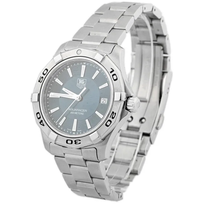 Happy Jewelers Bracelets Tag Heuer Mens Aquaracer Stainless Steel 39mm Blue Stick Dial Watch Reference WAP1112BA0831