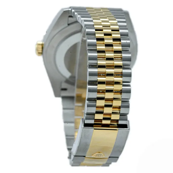 Happy Jewelers Rings Rolex Datejust 41mm Two Tone Yellow Gold and Stainless Steel Black Stick Dial Watch
